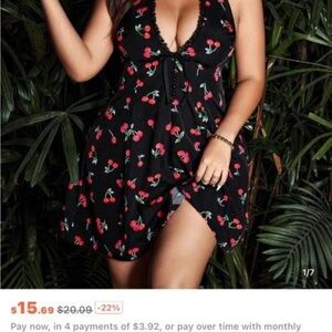 SHEIN Black Cherry Print Dress